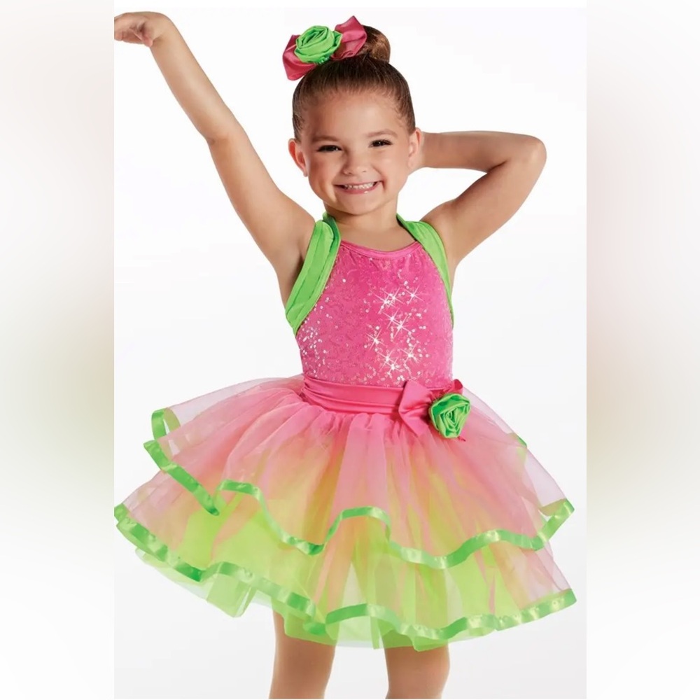 Weissman Pink and Green Halter Dress for Dance